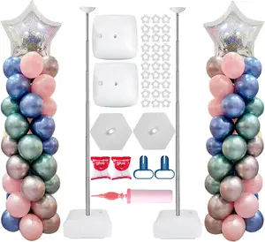 Balloon Column Stand Set of 2, Reusable Telescopic, from 1.57 to 7 Ft, Balloon for Decorations