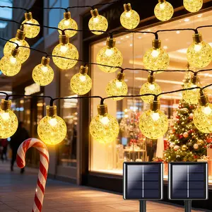 20/50/100 LED solar outdoor bubble ball string lights, 12 dimming modes, suitable for Christmas garden trees, terraces and holiday party decorations, outdoor fairy lights solar powered, outdoor high quality solar Christmas lights