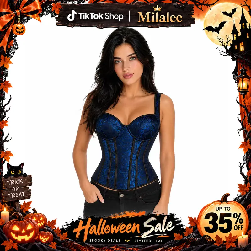 Women's Gothic Shoulder Straps Tank Overbust Corset Halter Bustiers Top Plus Size Lingerie Halloween Gothic Party Outfit XS-7XL 1569-D1