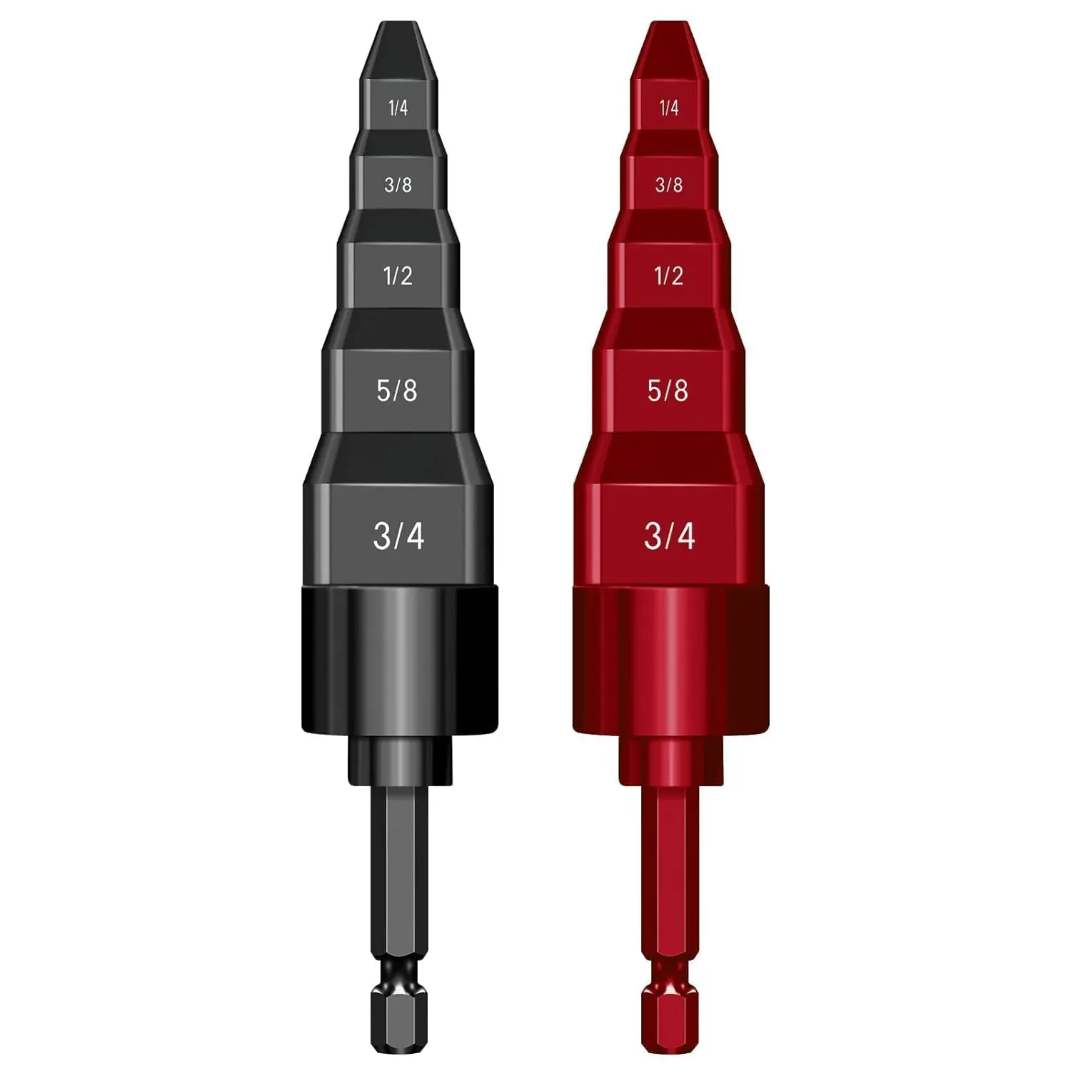 2 Sets HVAC Flaring Tools, Swaging Tube Repair 5 in 1 Air Conditioner Copper Pipe Expander Flaring Swaging Drill Set Copper Tubing Tool with 1/4", 3/8", 1/2", 5/8", 3/4" Bits, Black and Red