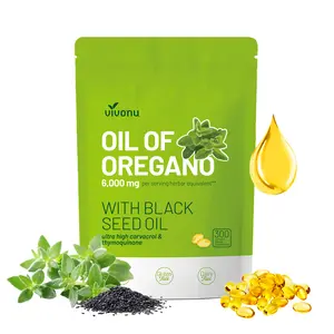 VivoNu High-Potency Oil of Oregano 6000mg + Black Seed Oil 200mg | Organic Softgels for  Fitness Support | 300 Count Gluten-Free Antioxidant Supplement