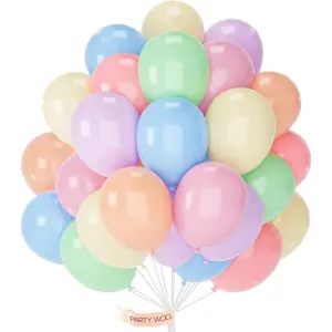PartyWoo Pastel Balloons 100pcs 12 Inch Pastel Rainbow Latex Balloons for Baby Shower Gender Reveal Engagement Bachelorette Easter Bridal Shower Anniversary Retirement Birthday Party Decorations