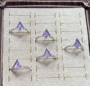 Lillian(8390)gc.S925 diamond shape lavender ring