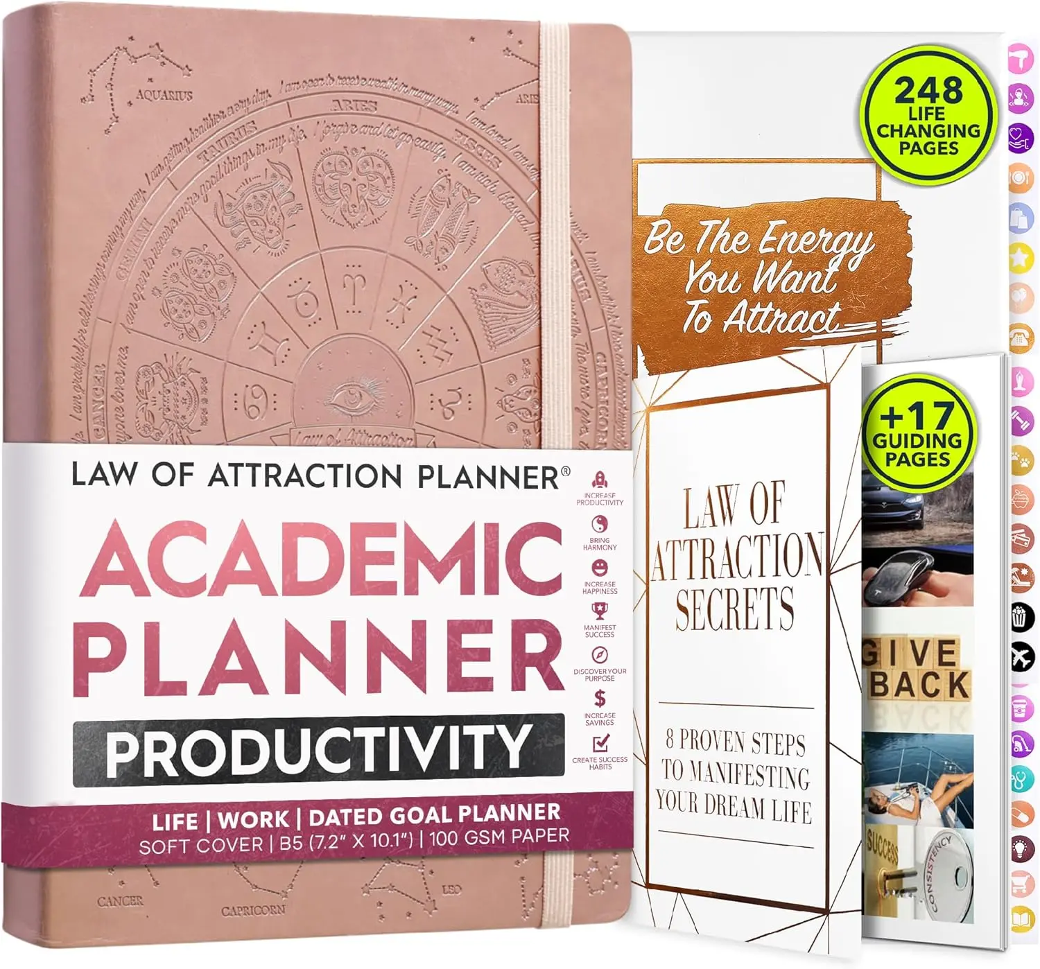 Academic Planner 2025-2026 - Weekly and Monthly Planner to Increase Productivity & Happiness | Daily Manifestation Journal | Goal, Gratitude Journal & Stickers | Dated from July 2025 - July 2026 FREEDOM MASTERY
