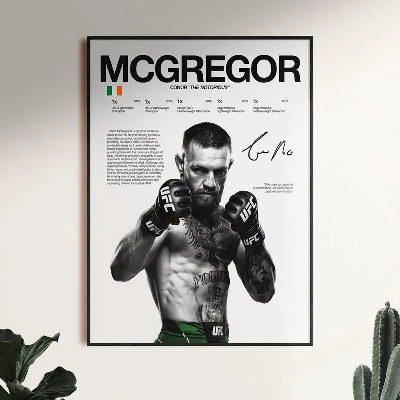 Conor Mcgregor Poster, UFC Wall Print, MMA Wall Print, Fighter Poster, Gym Poster, UFC Fan Room Decor, Gift for Him, ufc Champion Marcelina