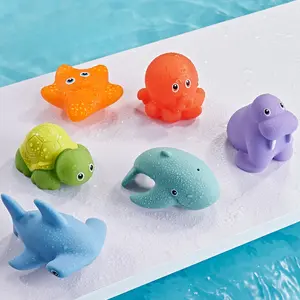 Baby bath toy turtle, water-spraying net, fish-catching shark, children's animal squeeze toy, floating water play toy