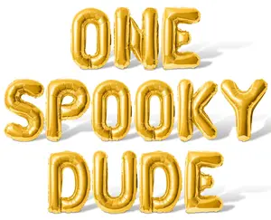 Letter Balloons - ONE SPOOKY DUDE 16" Inch Alphabet Letters Foil Mylar Balloon Halloween 1st Birthday Party Banner