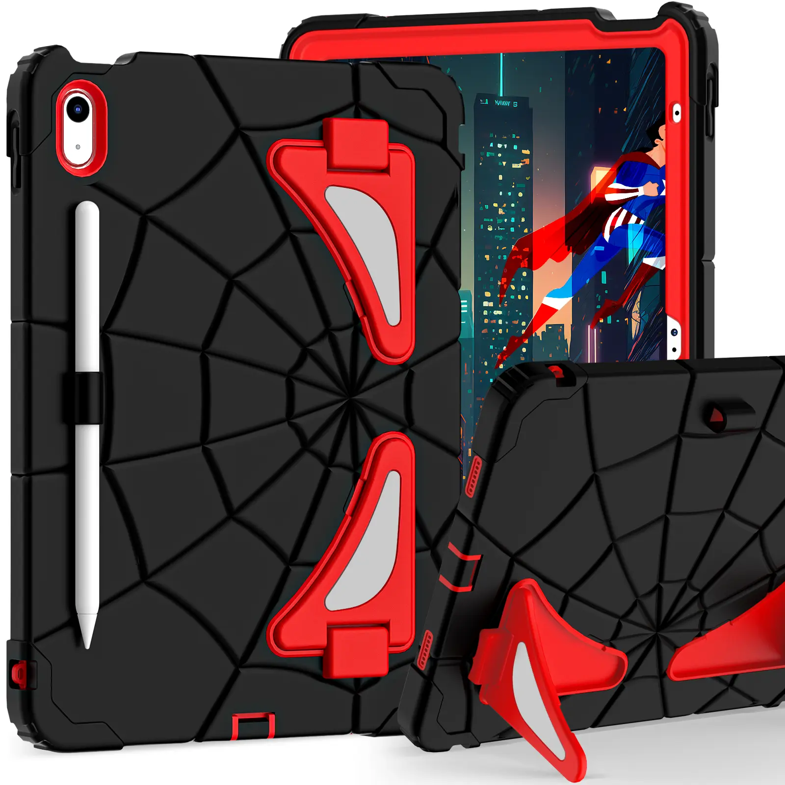 Spider A1 Silicone Tablet Cover with Stand & Handheld Accessory, Anti-Scratch Case for iPad A16 11Th (2025)/iPad 10.9in 10Th (2022), 10 Colors Available