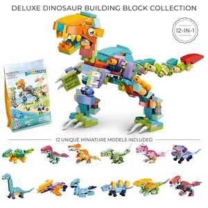 Godaimis 12-in-1 Dinosaur & Insect Building Blocks Set, Unisex 6+ STEM Kit, Screen-Free Play Toys with Model Functions, Travel Toy, Birthday Party Favor