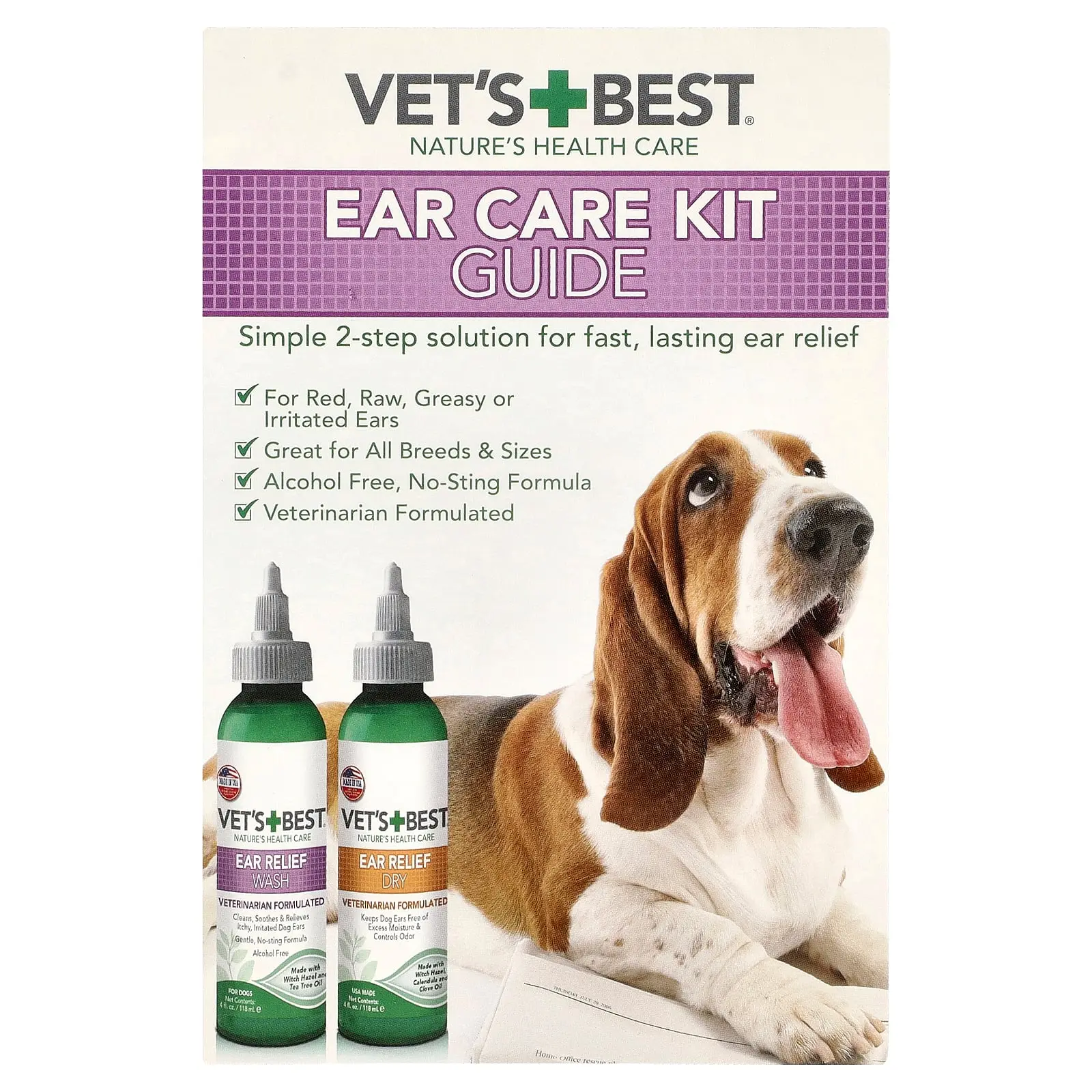 Vet's Best Ear Care Kit, For Dogs, 2 Bottles, 4 fl oz (118 ml) Each
