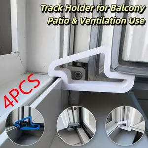 4PCS Door/Window Stopper, Anti-Collision Door Clamp, Window Anti-Collision Device, Track Snap-On System, Window Fixing Kit, Strong Plastic Material, Window and Balcony Isolator, Indoor Ventilation and Privacy Protection, Easy Installation, Suitable for Te