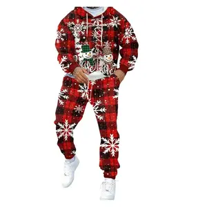 Men’s 2-piece matching sweatsuit set featuring a casual crewneck long-sleeve hoodie and sweatpants, suitable for autumn and winter, designed for sports activities, ideal as a gift for Thanksgiving, Halloween, and Christmas, as well as for holidays.
