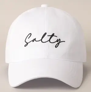 Salty Lettering Embroidery Baseball Cap - White