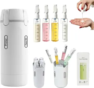 4-in-1 Travel Dispenser Bottle, Leak-Proof Refillable Silicone Squeeze Container with Lock, Compact and Lightweight Toiletry Organizer, Easy to Carry, Ideal for Business Trips, Vacations, and Frequent Travelers