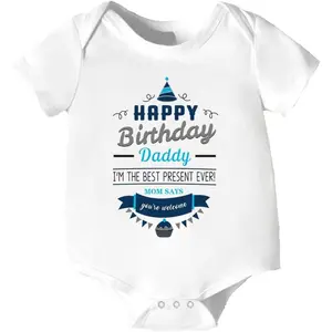 Happy Birthday Daddy Mommy Baby Onesie Boys Girls Romper Bodysuit Infant Funny Letter Jumpsuit Outfit 0-24Months