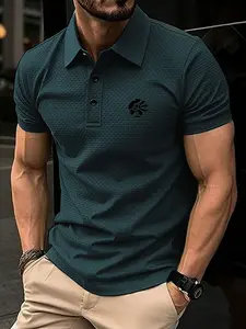 Men's Summer Polo Shirt with A268 Lion Print, Quick-Dry Short Sleeve T-Shirt, Casual Business Fashion, Slim-Fitting Design