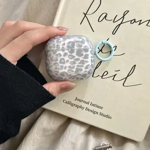 Fashionable Women's Leopard Print Earphone Case, Blue Transparent Design, Compatible with Apple AirPods Pro 3/2, AirPods 4/3/2, Earphone Protective Cover