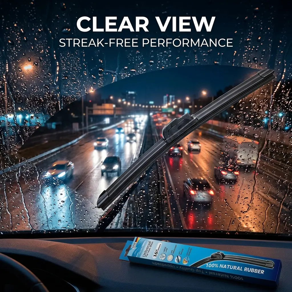 2-Pack Frameless Windshield Wiper Blade, Quiet Streak-Free Performance, Durable Auto Parts Accessories with Adapter Set, J-Hook Interface Replacement for Cars, All-Weather Clear Visibility in Rain & Snow
