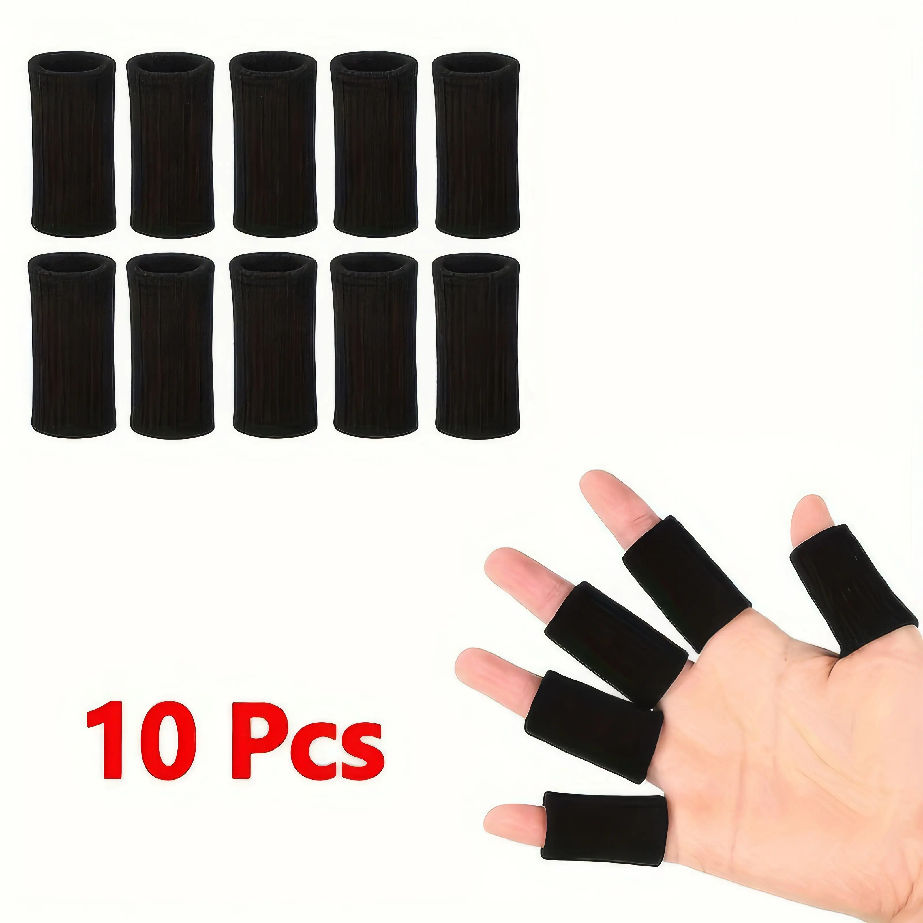 Finger Arthritis Compression Sleeves, 10 Pack Black Finger Braces for Arthritic Joints, Trigger Finger Splints, Swollen Knuckle Support, Rheumatoid Arthritis Relief for Middle, Index, Ring & Pinky Fingers, Adjustable Fit for Daily Wear