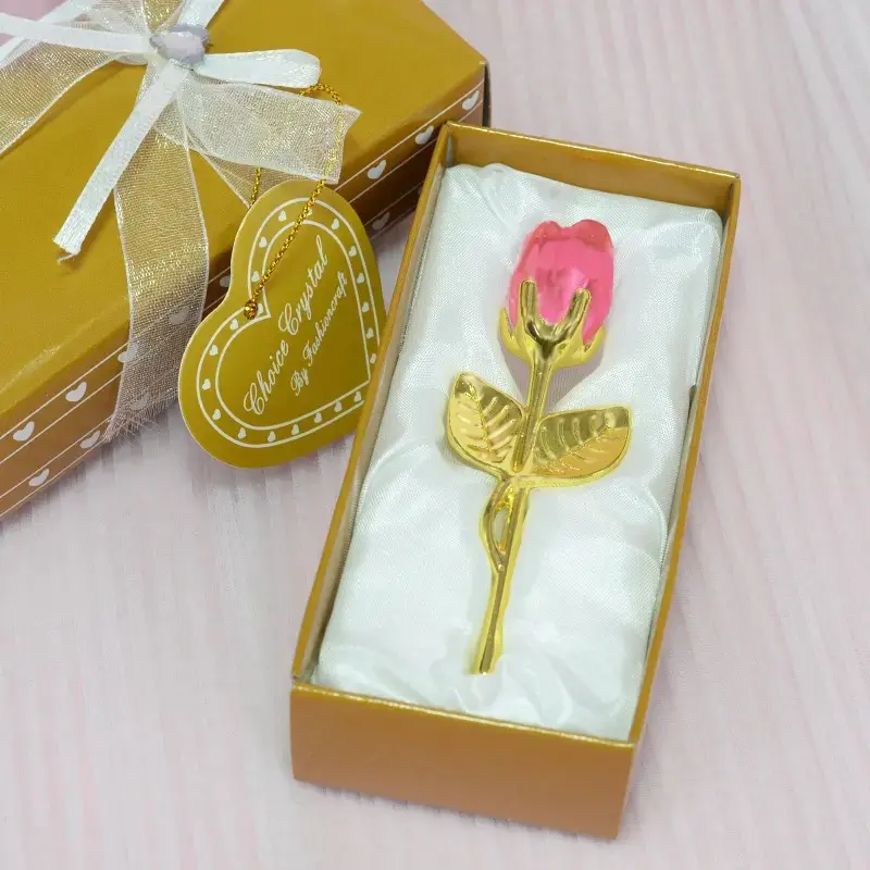 Mini Crystal Glass Rose Flower Ornament - Elegant Artificial Decorative Rose for Bedroom, Home Decor, Romantic Gift for Women, Valentine’s Day Indoor Recreation Accessory