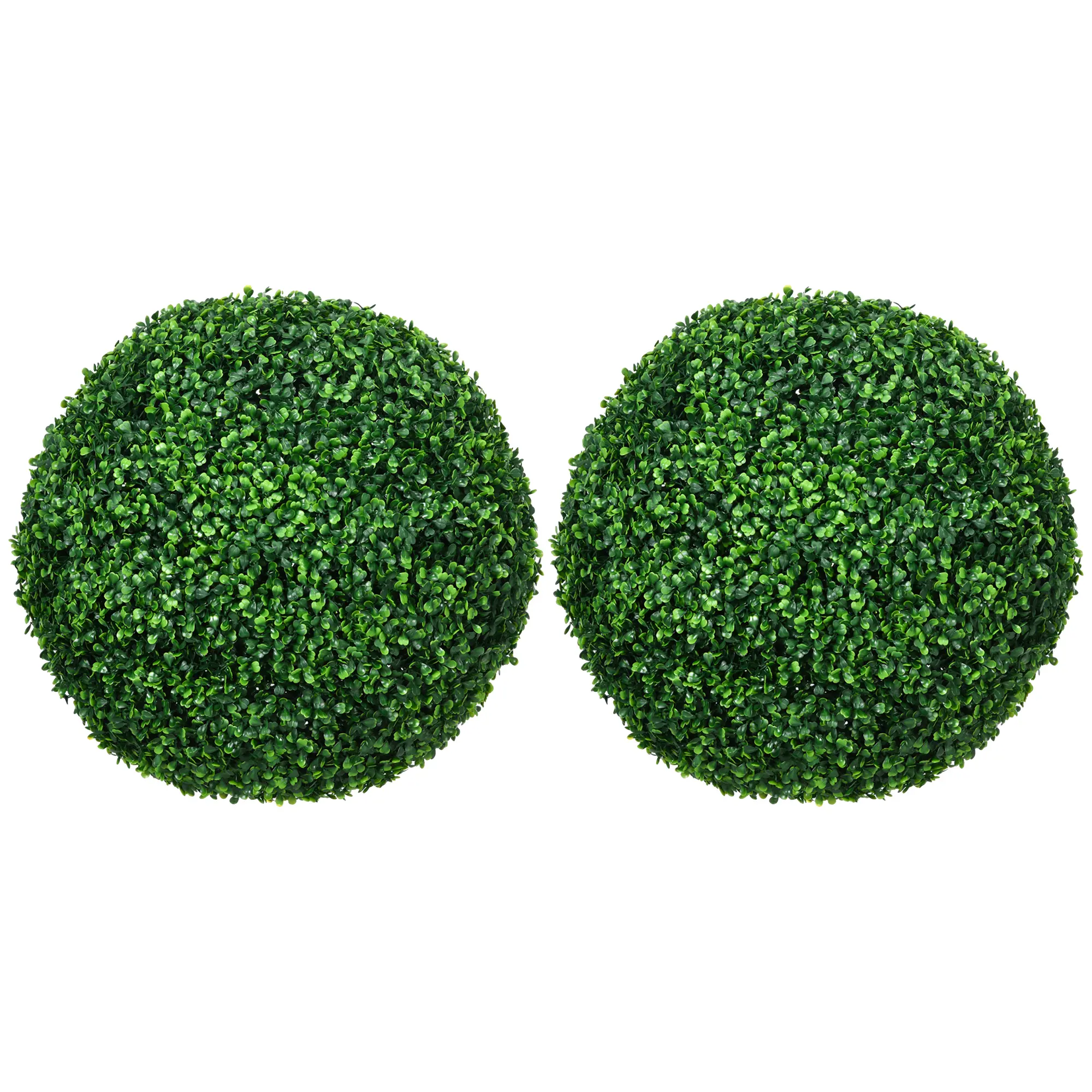 HOMCOM Artificial Boxwood Topiary Ball Set of 2 15.7 Inch Faux Plant, UV-Protected Anti-Fading Fake Plants for Home Indoor Outdoor Porch, Green