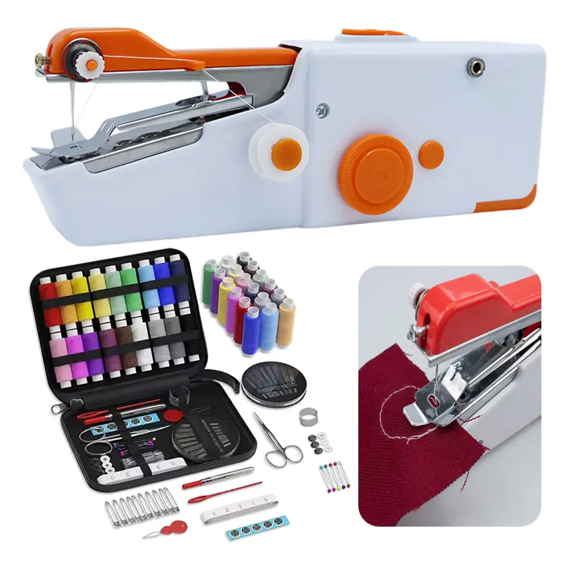 Handheld Sewing Machine (Orange)+Storage Bag