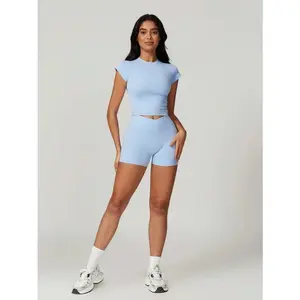 Cincinnati Baby Blue Cropped Tee + V-Shorts Womenswear Clothing