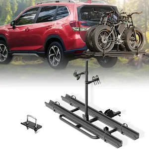 YZONA 2-Bike Hitch Bicycle Rack for E-Bikes (Up to 5" Tire Width, 200 LBS Capacity) - Foldable, Lockable, with Ramp, Car Accessories, Ebike Accessories