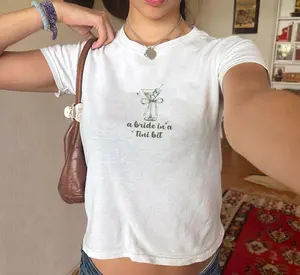 Bride in a Tini Bit Baby Tee,Bachelorette Party Tee, Bridal Party Baby Tee,Bride Baby Tee Y2K,Bachelorette Martini Shirt,Gift For Bridesmaid