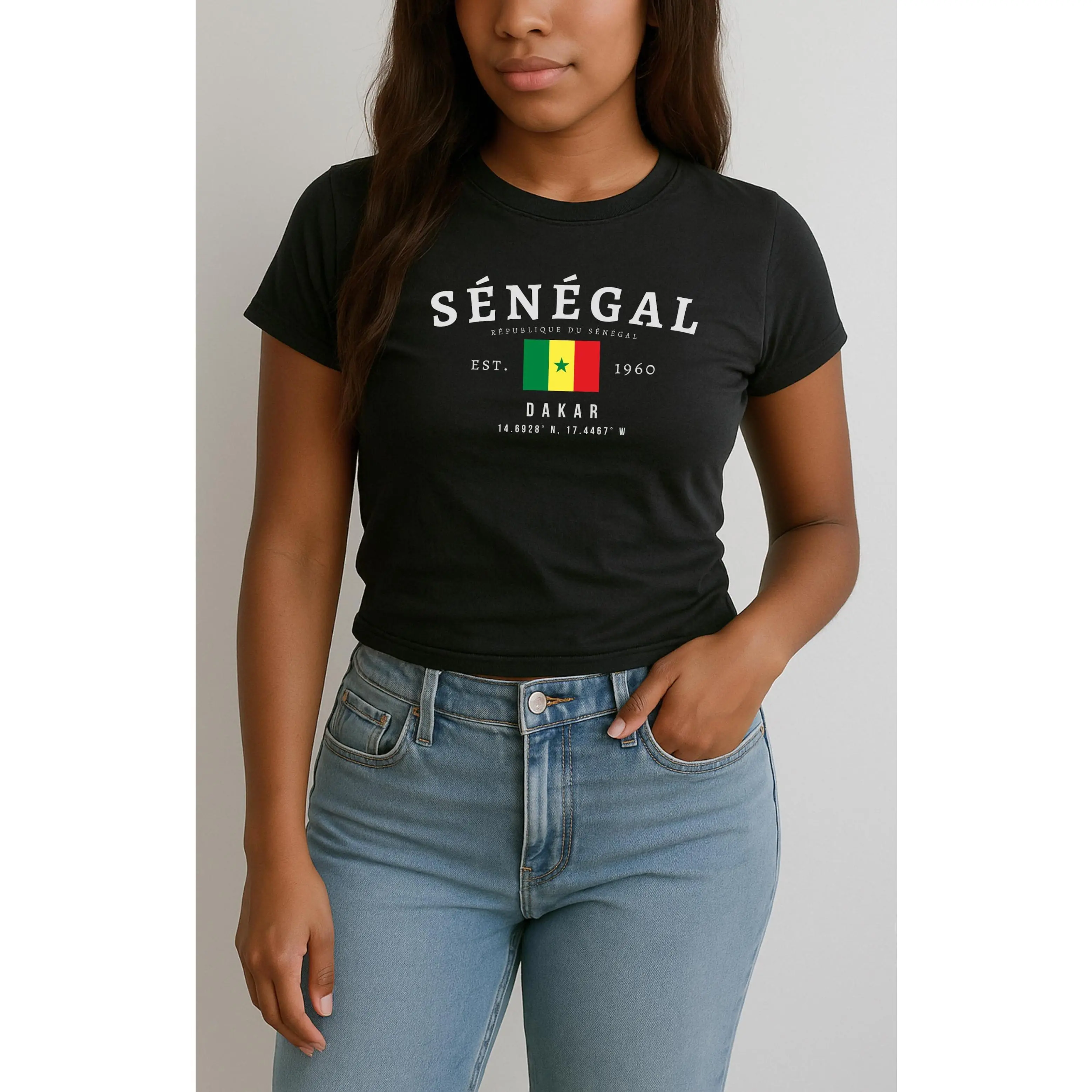Senegal Baby Tee, RÃ©publique du SÃ©nÃ©gal Y2K Baby Tee, Vintage Dakar Flag Shirt, West African Aesthetic Tee, Senegalese Pride Shirt for Women