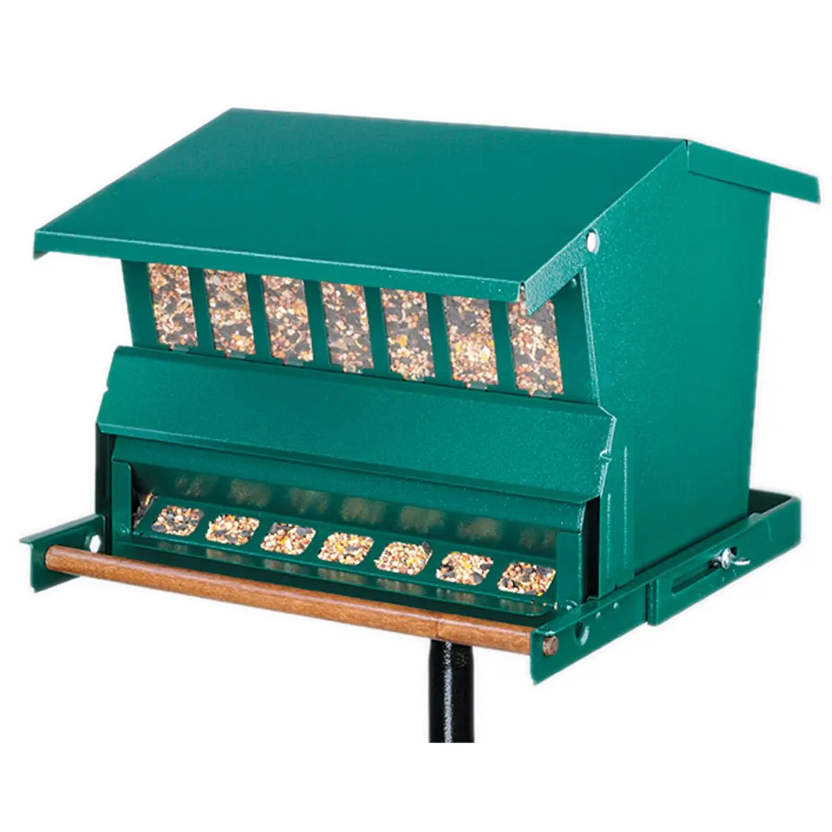 212 MAIN H-F Heavy Duty Metal Squirrel-Proof Bird Feeder, 10.5 Gal Large Capacity, Adjustable Weights, Waste-Preventing, Unique Design Outdoor Art, Aggressive Squirrel Deterrent, Heavy Duty Metal Hanger & Pole Mount Options