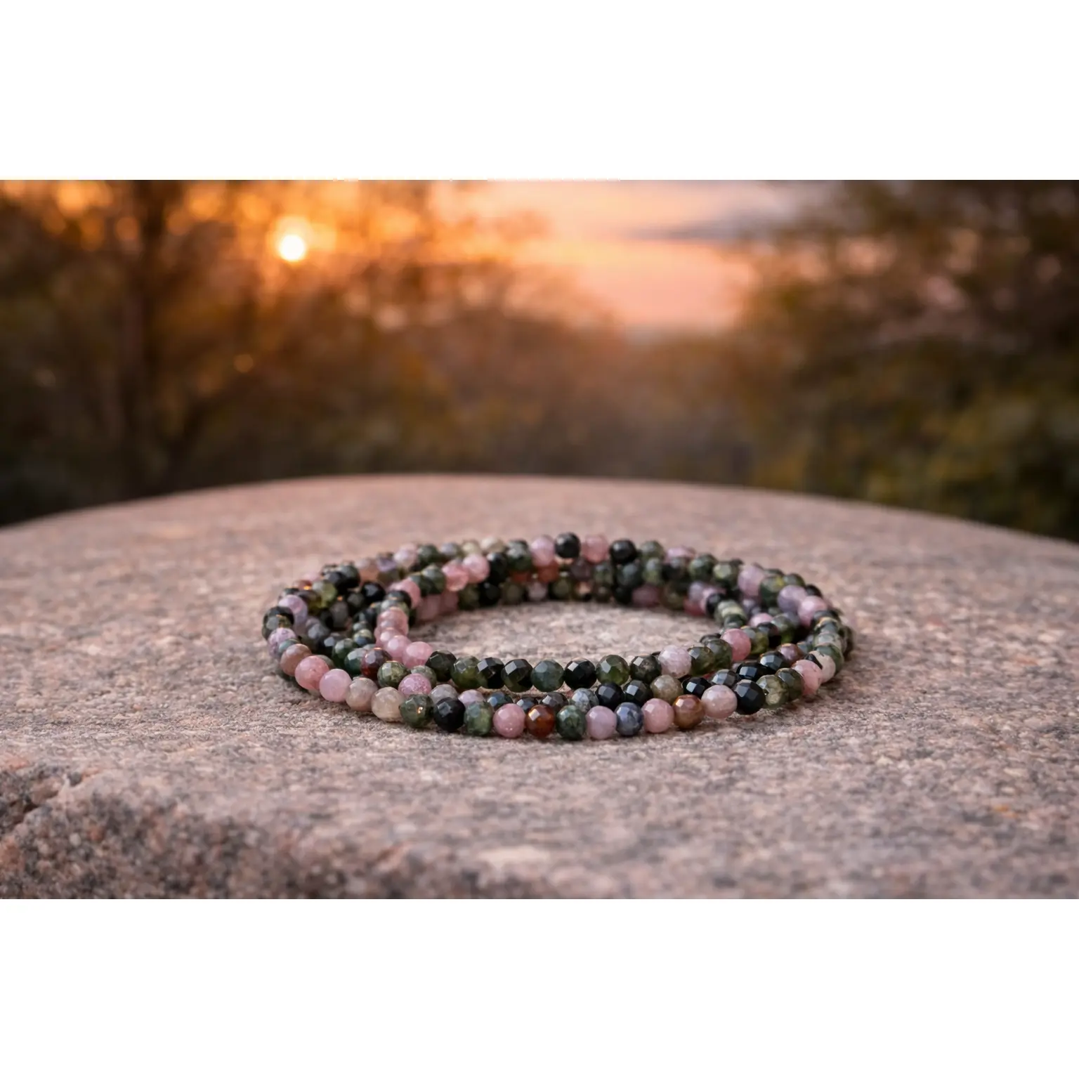 4mm Faceted Natural Watermelon Rainbow Tourmaline Crystal Stone Energy Bracelet