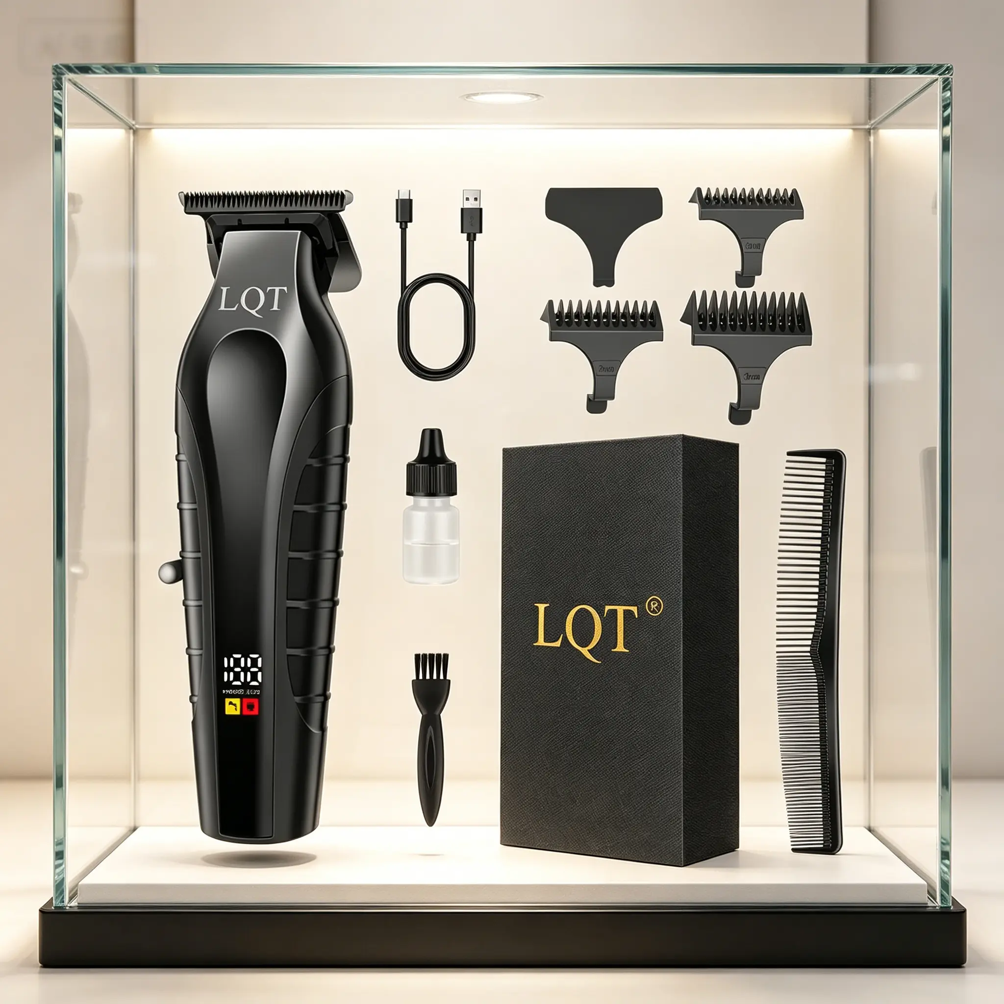 902 Professional Hair Trimmer for Men Cordless Beard and Mustache Trimmer Rechargeable Electric T Liners Clippers with Led Display and Luxury Gifts Box to Son Husband Father Men Gift