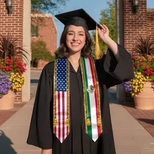 Graduation Stole Mexican 2026 – Mexican Graduation Sash, Mexico Flag, Class of 2026 V Shape National Country Stole