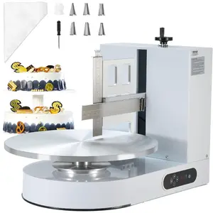 VEVOR Cake Decorating Machine, Cake Cream Spreading Coating Smearing Machine, Low Noise Cake Frosting Machine, Turntable with Adjustable Scraper, for 4 to 12 Cake, 25-320RPM Rotating Speed, PinkVEVOR Super Brand Day