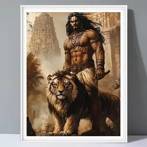 Lion King Pattern DIY Diamond Arts Colorful Painting Kit without Frame, DIY 5D Diamond Arts Colorful Painting Kit, Wall Art Decor for Home Living Room Bedroom, Diamond Painting Kits