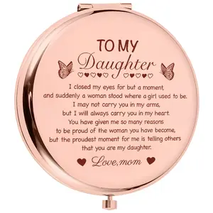 Art Text Compact Mirror, Round Compact Mirror Bulk, Double-Sided 1X/2X Magnifying Purse Pocket Makeup Mirrors, Cute Small Pocket Mirror for Gift, Travel Essentials, Travel Hand Mirrors, Gifts for family and friends