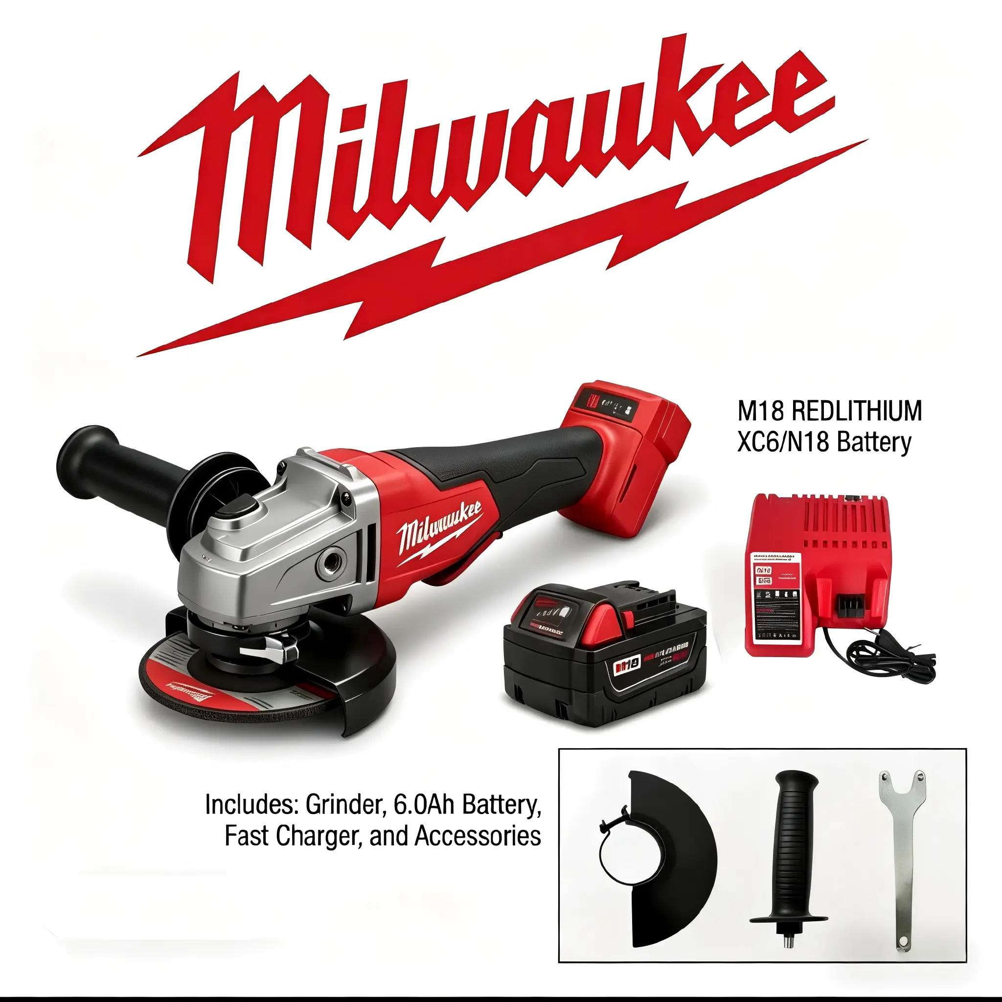 Milwaukee 125mm Brushless Angle Grinder, Low Energy Consumption Efficient Motor Handheld Grinder, Heavy Duty Professional Power Tool for Metal Fabrication, Construction Cutting & Grinding Jobsite Projects