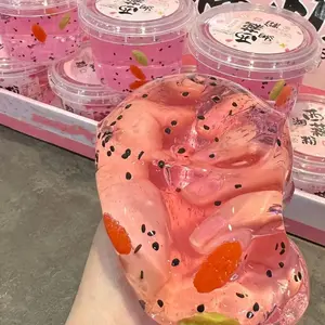 1pc - Press the new high transparency decompression pink lotus root powder foaming glue, non stick slime crystal bubble mud, instantly cure all unhappiness