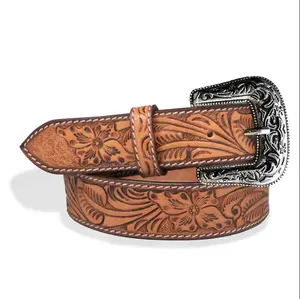 Handmade Leather Western Belt: Leather Belt 100% Genuine Full Grain Argentinian Embossed Unisex Strap (1.5" Wide) - Argentinian Cowgirl Style - Leather Snap-On Belt - Meaningful Gift