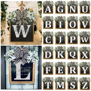 1pc Last Name Door Wreath - Year-Round Rustic Charm with Personalized Surname Logo - Premium Farmhouse Style Decor for Entryway, Windows, Corridors, and Home - Perfect All-Season Welcome Accent with Bow