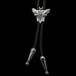 GTHIC Gothic Death Moth Bolo Tie Zinc Alloy Jewelry for Men & Women, Birthday Gift