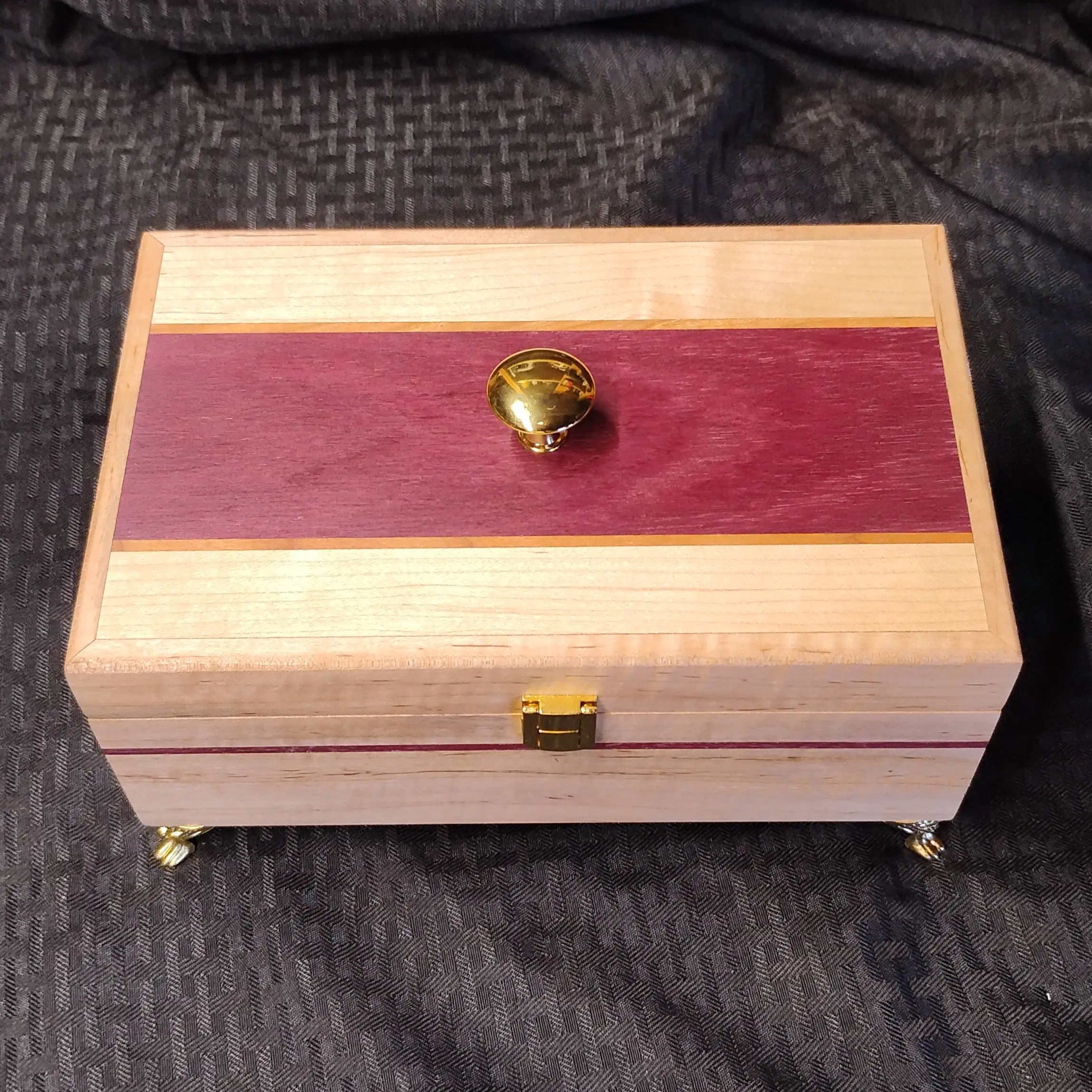 Handcrafted Wooden Keepsake Box | Purpleheart & Maple | Gift Box | 10" x 6" x 5"