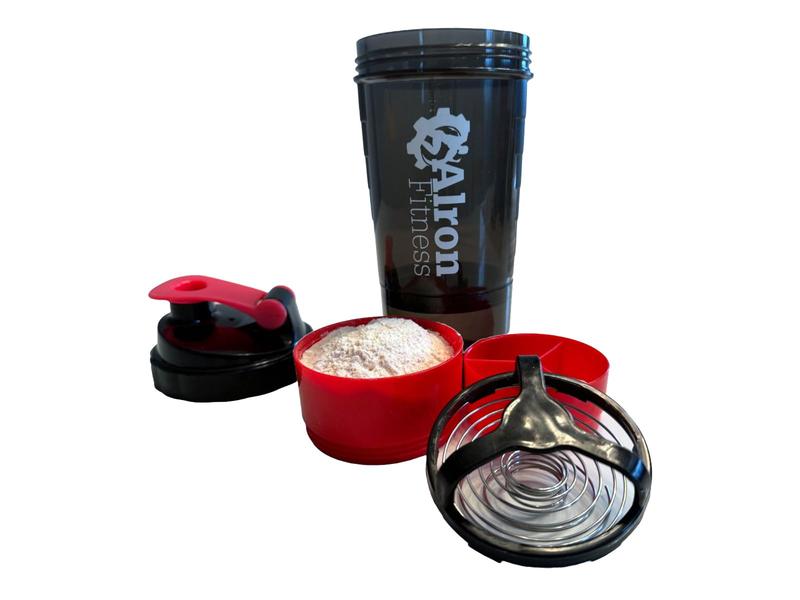 ALRON FITNESS AlronFitness Protein Shaker Bottle 500ml - Premium Gym Protein Shake Cup, Leak-Proof Flip Cap, Mixing Ball & Powder Storage, Perfect for Sports and Workout (16oz) (Red)