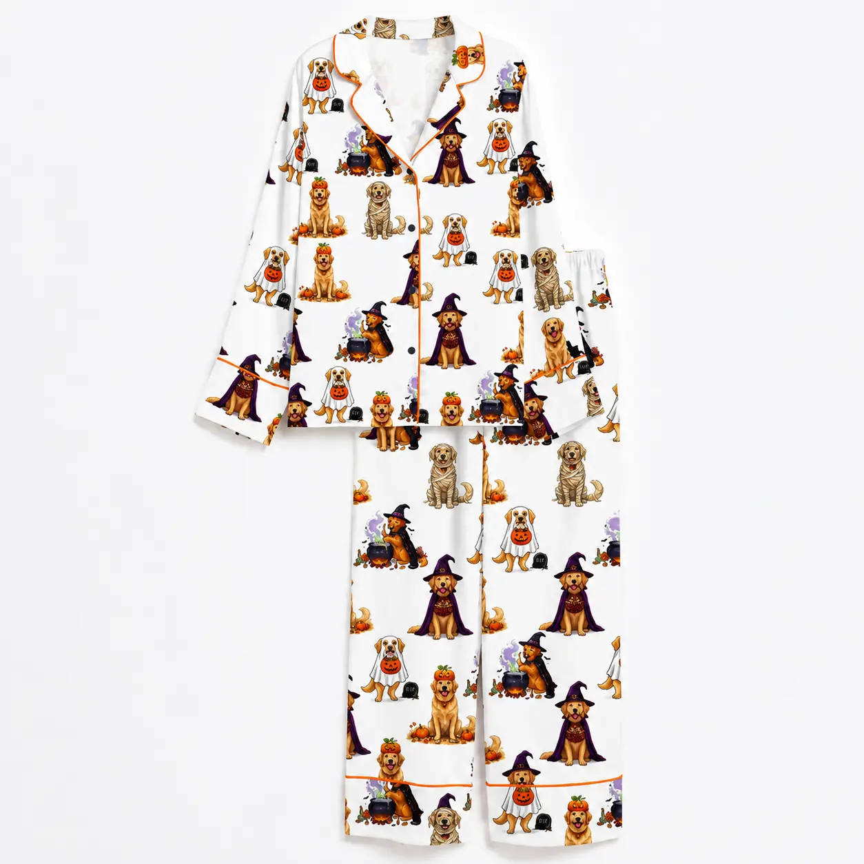 Women's Halloween Pajamas Set - Spooky Golden Retriever Sleepwear