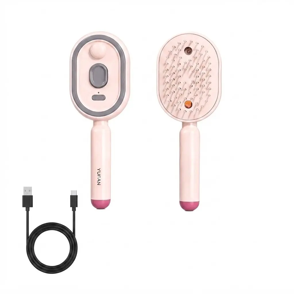 Electric Spray Hair Brush with Scalp Massage, Rechargeable Detangling Brush for Frizz Control, Dry, Curly, Wavy &Damaged Hair, USB-C Hair Styling Tool for Women
