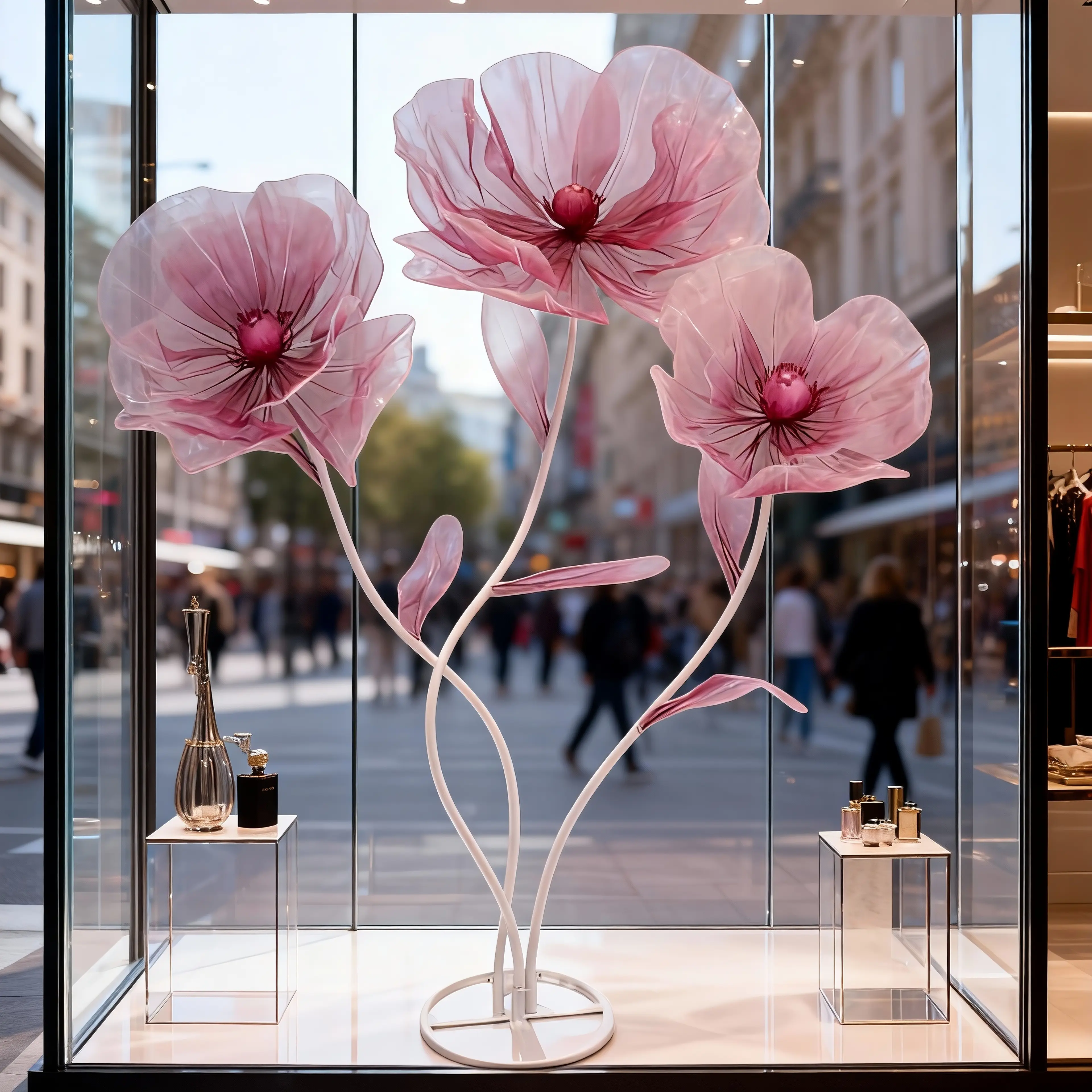 66.9 inches Tall Floor-Standing Decorative Silk Flower & Plant Set - Set of 3 Large Artificial Flowers with Stand, Lifelike Photorealism Centerpiece for Home, Anniversary, Event Decor