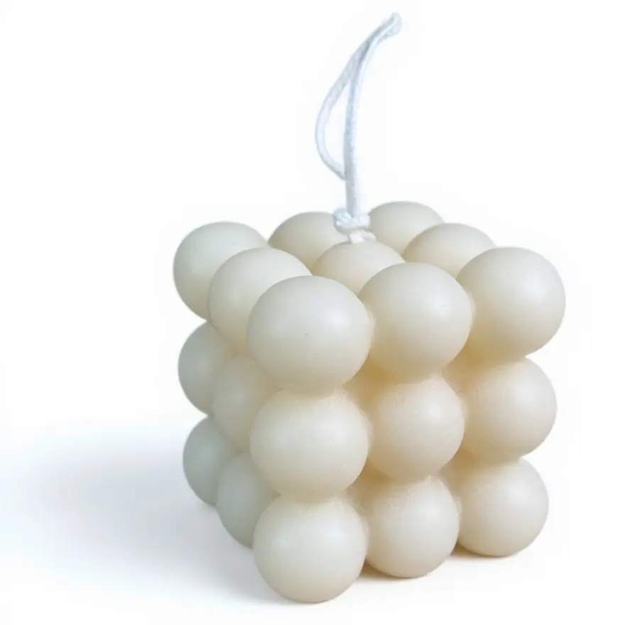 Bubble Cube Candle Sculptural Soy Wax Décor Candle Hand-Poured 100% Soy Wax Organic Cotton Wick Eco-Conscious & Cruelty-Free 5.5 oz