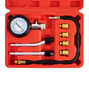 Compression Tester, 8PCS Engine Cylinder Pressure Gauge for Petrol Gas Engine, 0-300PSI Engine Compression Tester Automotive with Adapters for Cars Trucks Motorcycles Marines ATV UTV