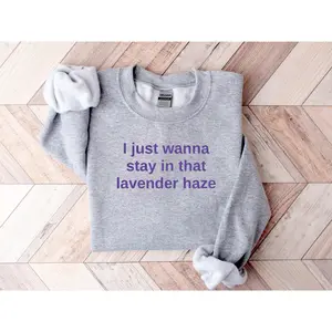 Embroidered Lavender Haze Inspired Crewneck, Midnights Inspired Crewneck Sweatshirt, Oversized Crewneck Sweatshirt, Embroidered Song Sweater